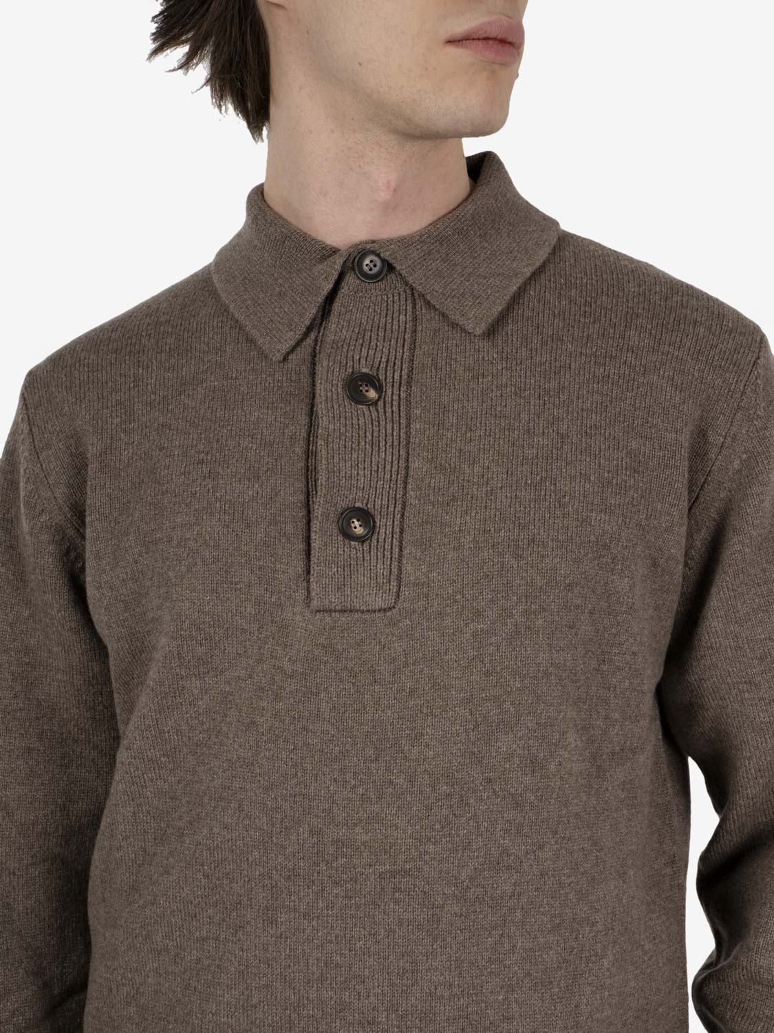 Polo bottoni moulinè tortora