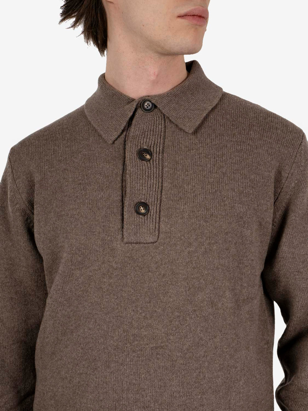 Polo bottoni moulinè tortora