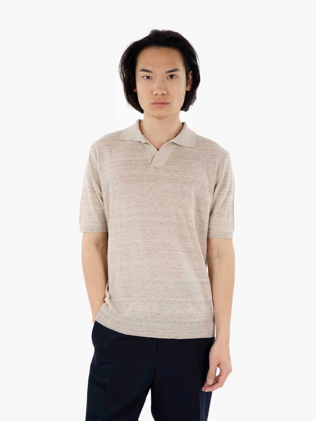 Polo in maglia skipper beige