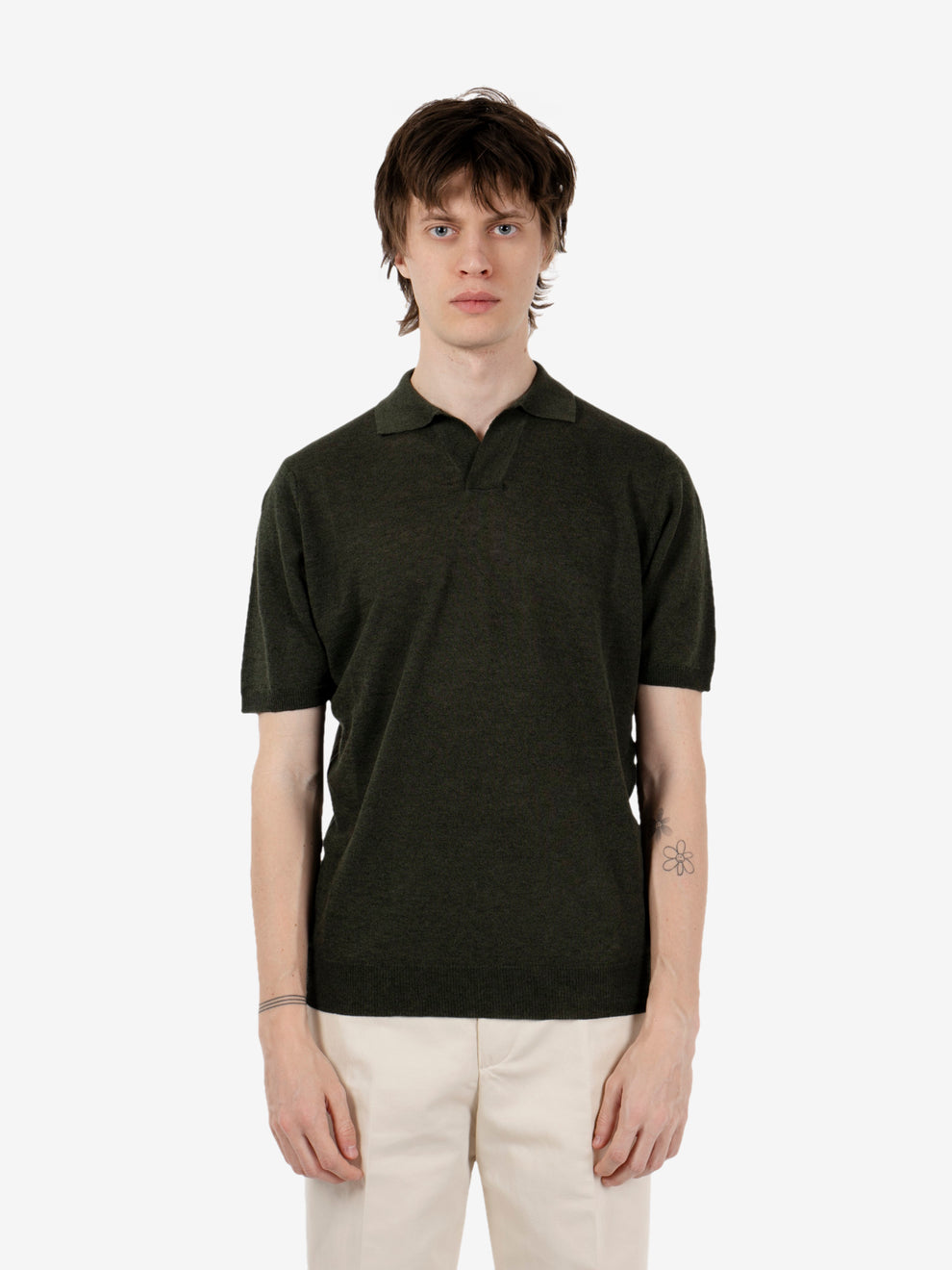 Polo in maglia skipper militare
