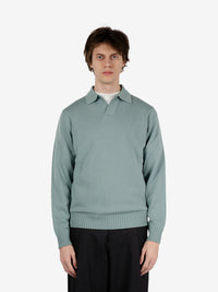 Aqua blue bowling collar polo shirt