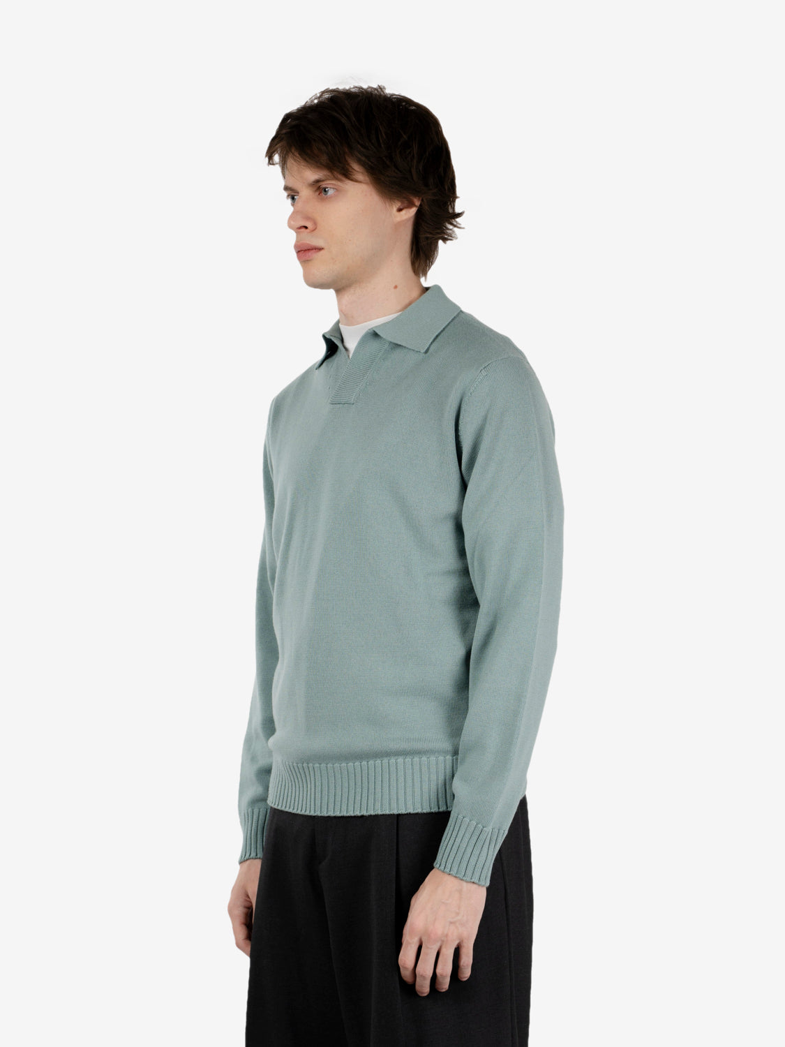 Aqua blue bowling collar polo shirt