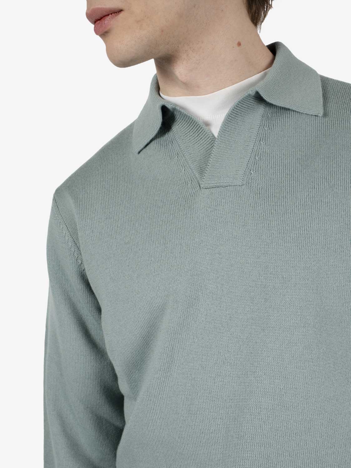 Aqua blue bowling collar polo shirt