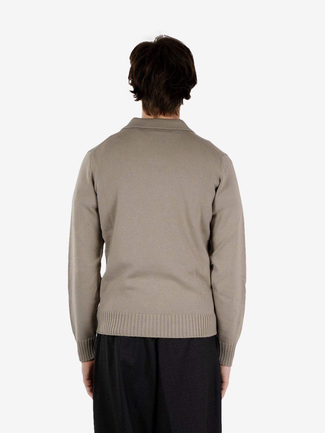 Beige bowling-collar polo shirt
