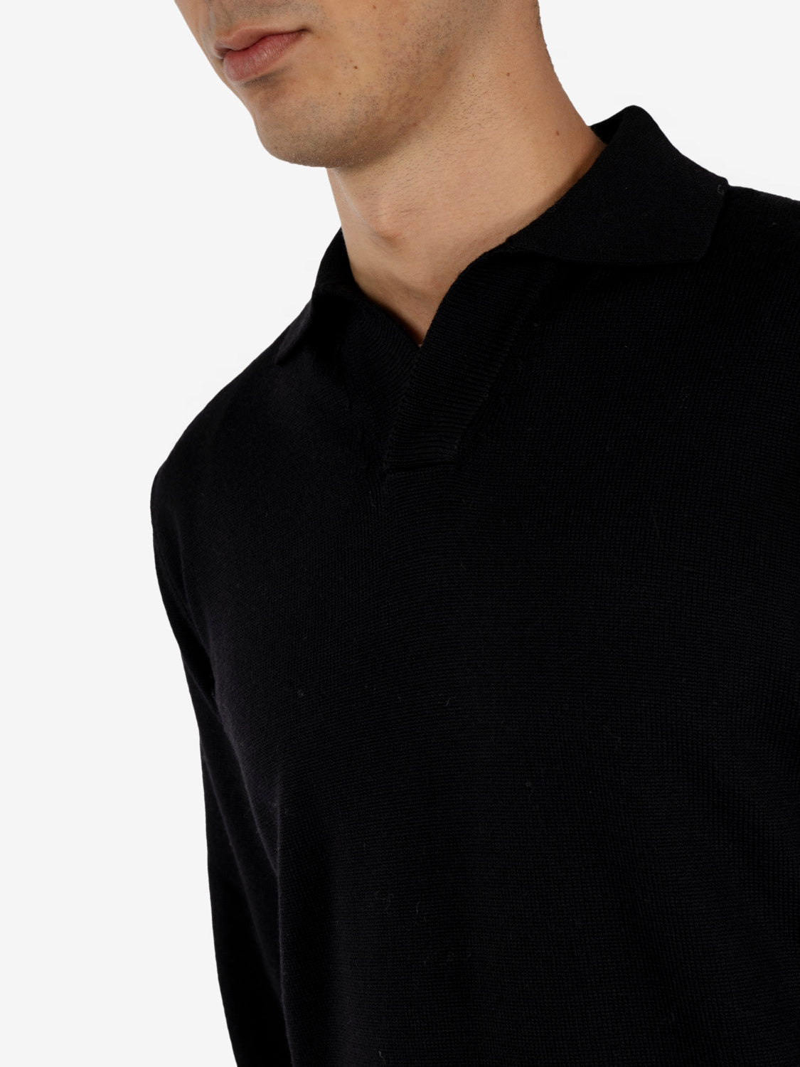 BLACK BOWLING COLLAR POLO SHIRT PL3MLSK-WM8R_990