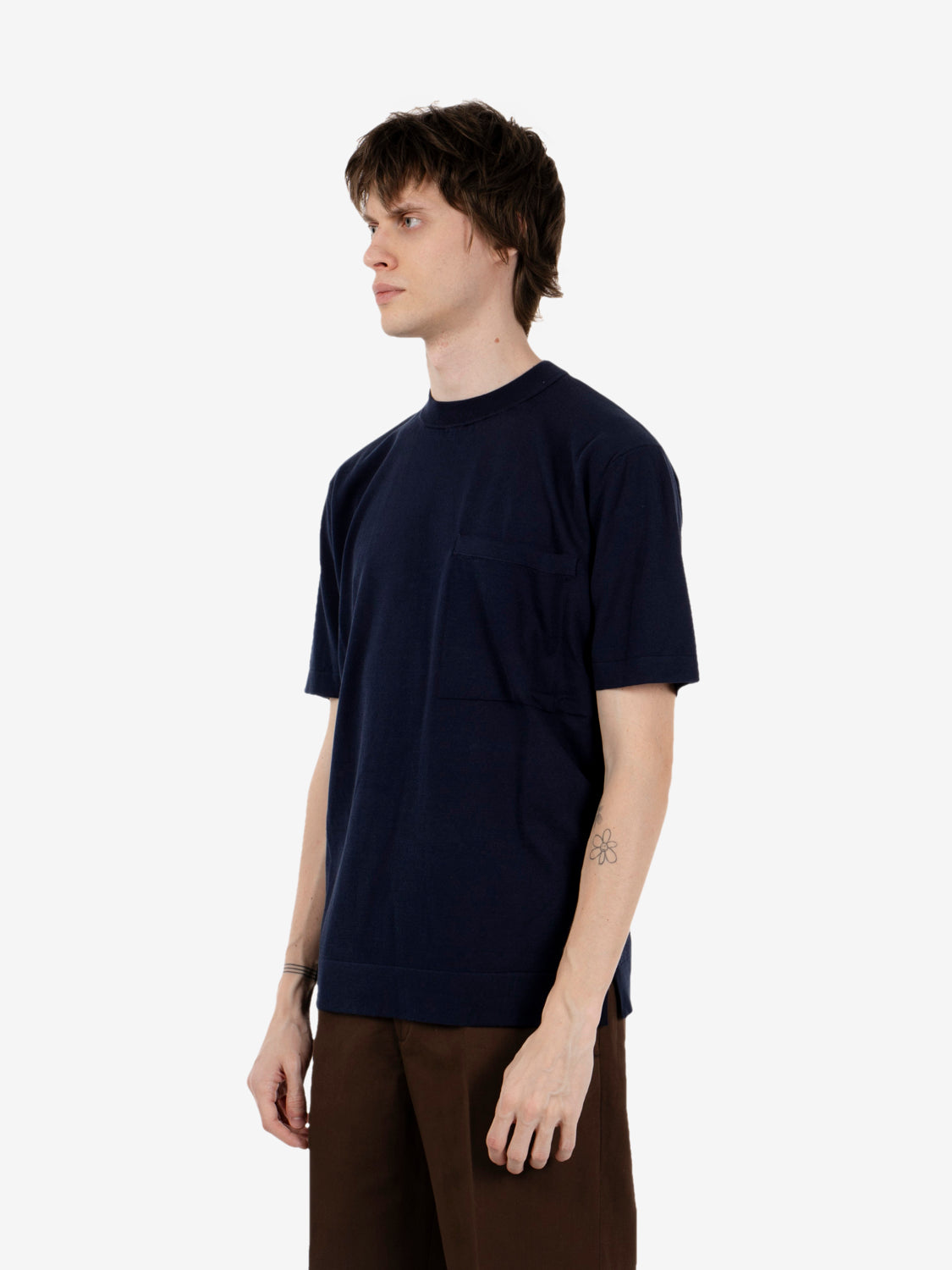Crew neck oversized navy T-shirt