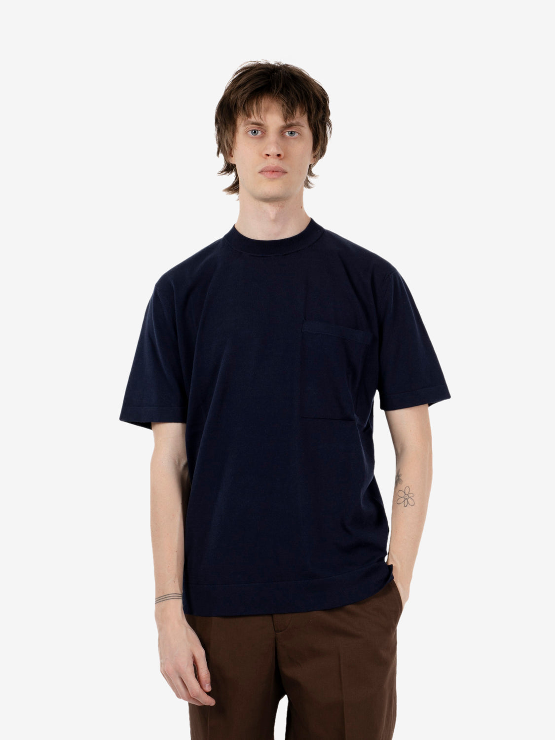 Crew neck oversized navy T-shirt