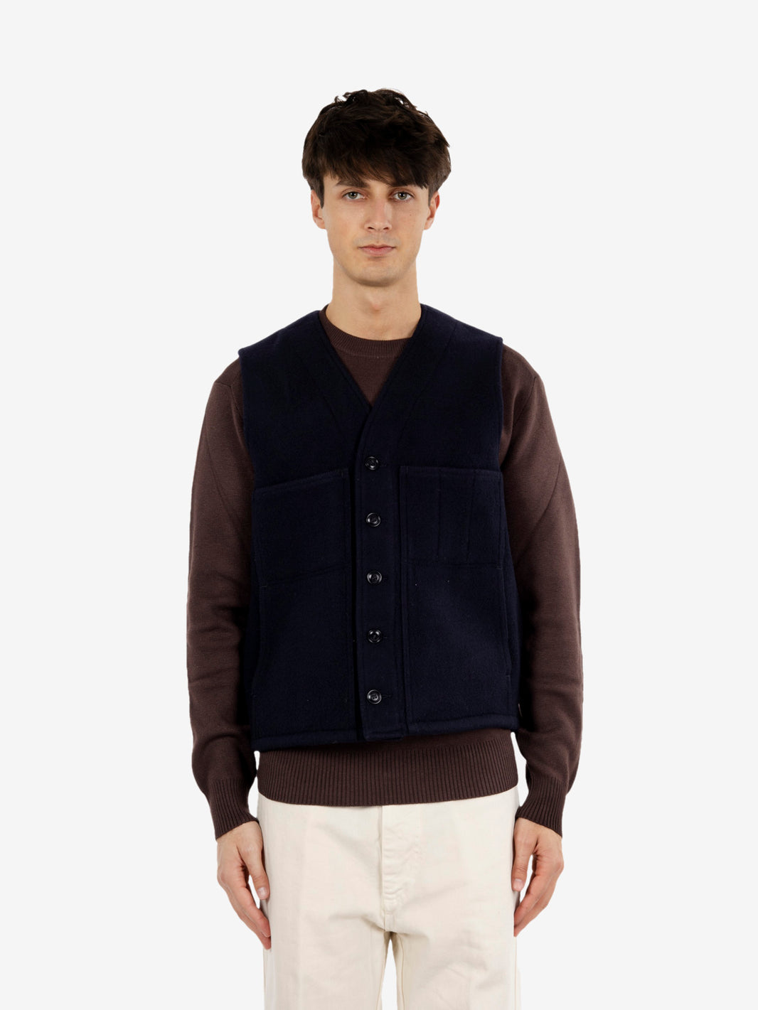 Navy Mackinaw wool vest