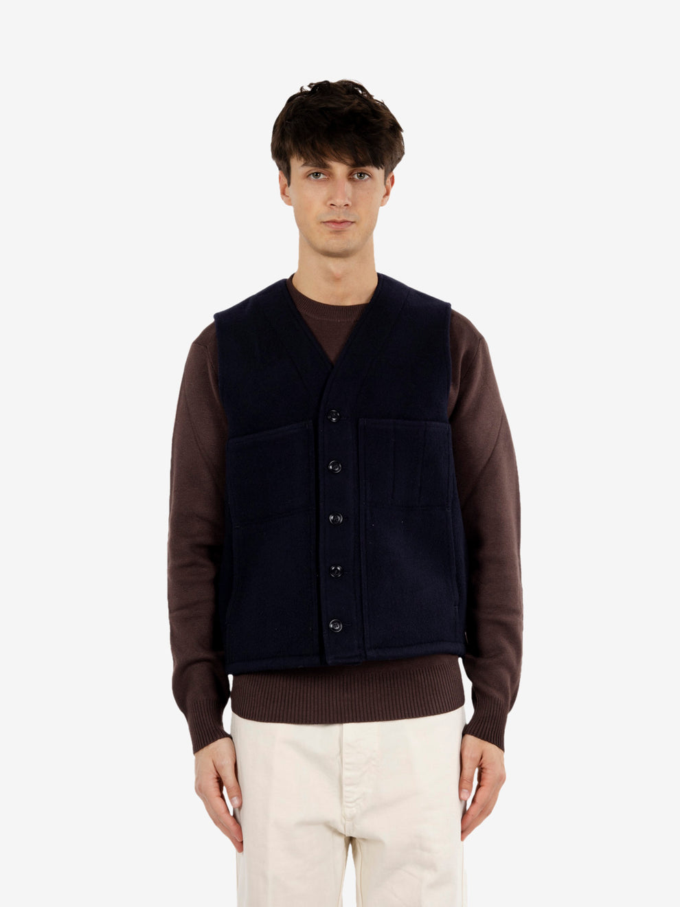 Navy Mackinaw wool vest