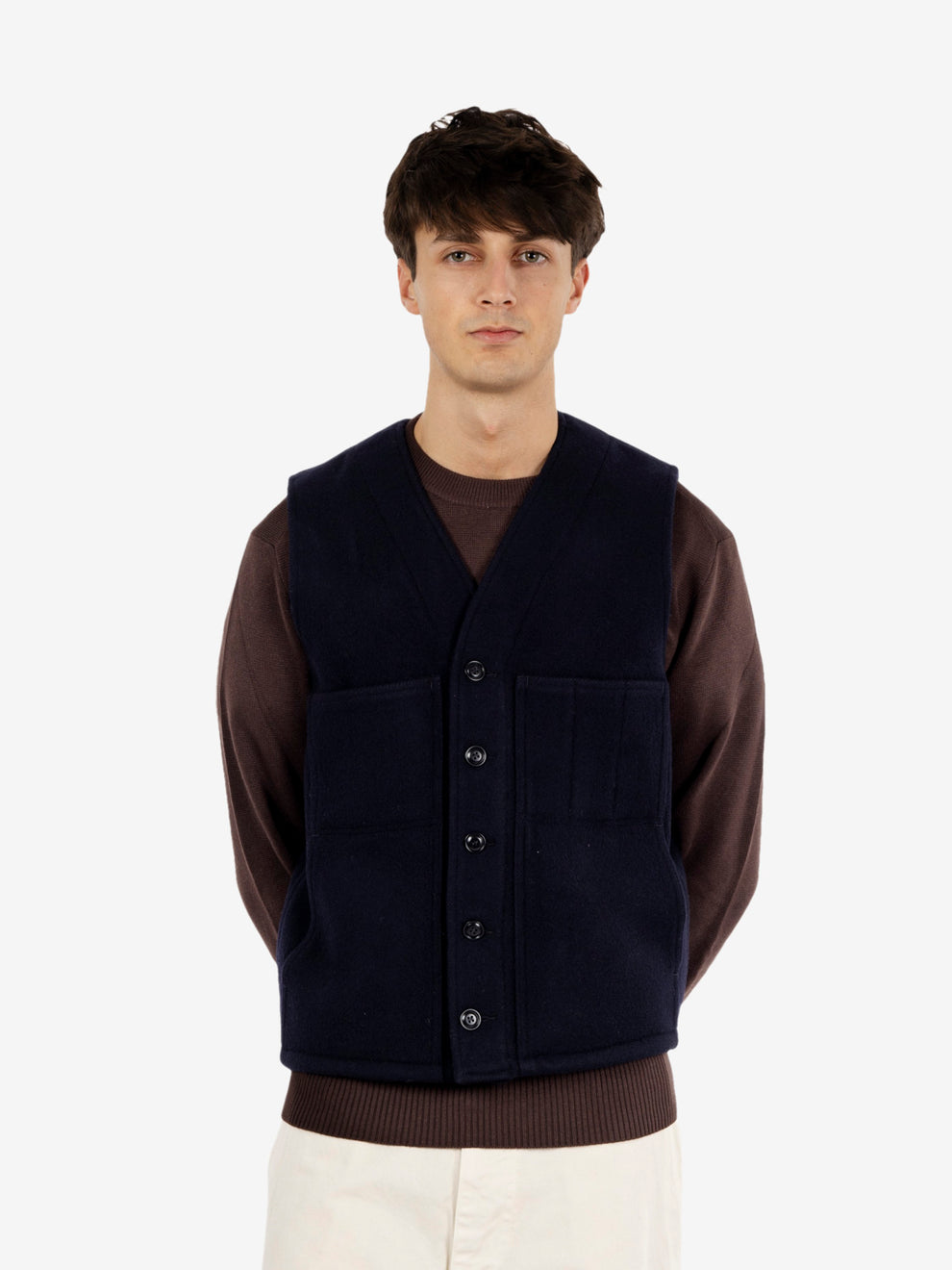 Navy Mackinaw wool vest