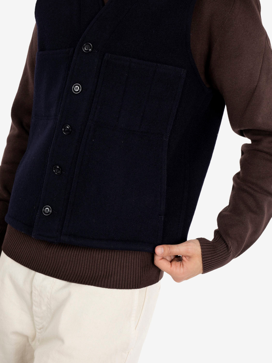 Navy Mackinaw wool vest