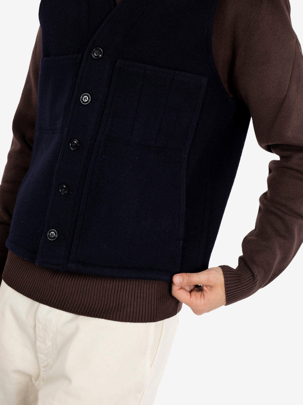 Navy Mackinaw wool vest
