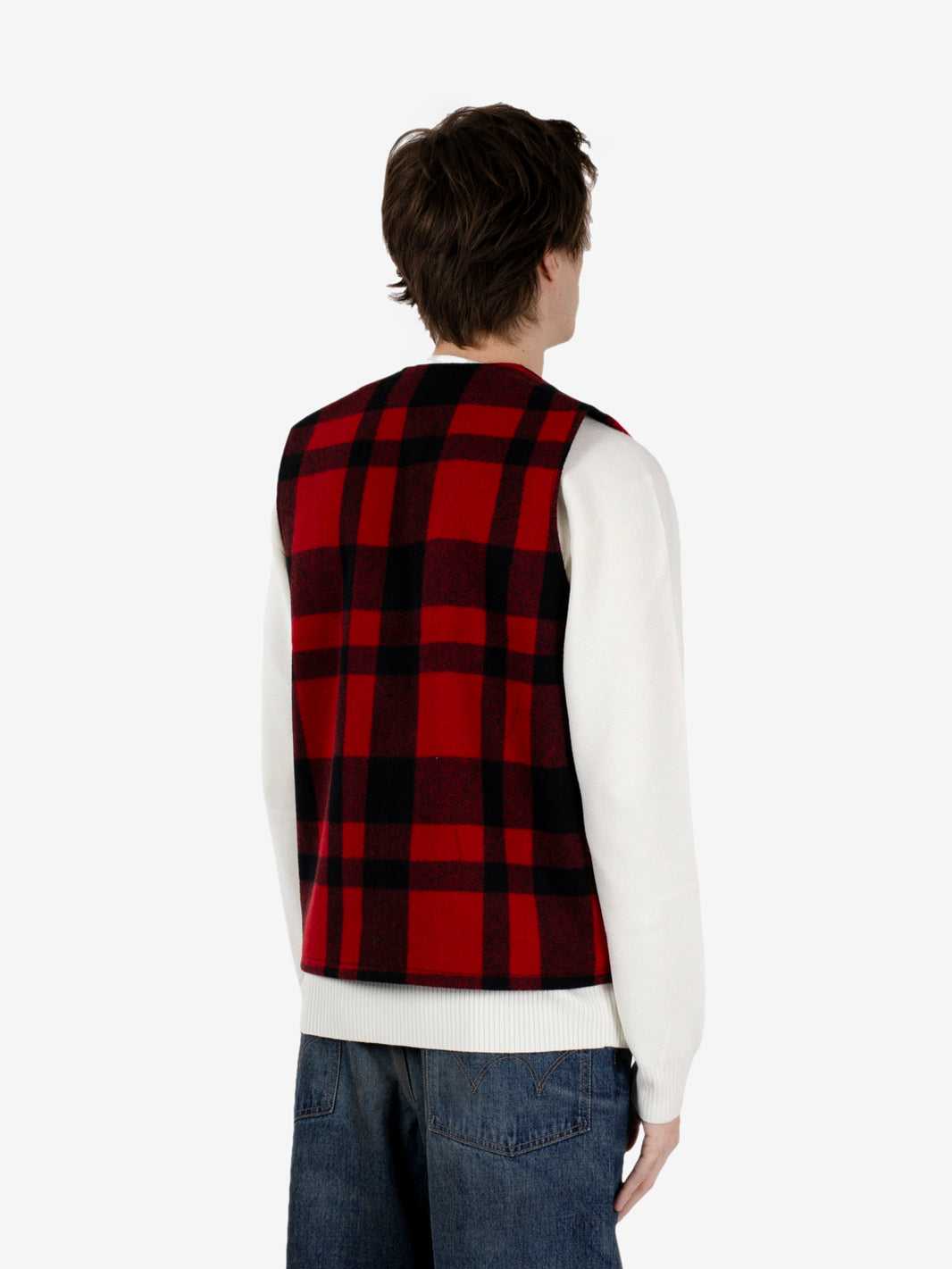 Gilet in lana Mackinaw a quadri rossi e neri