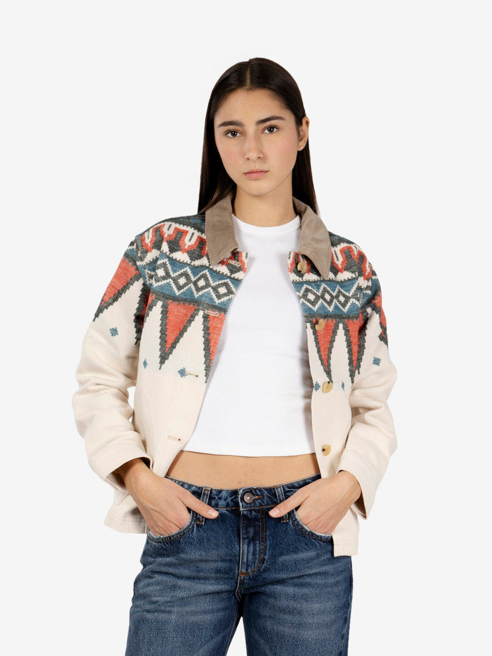 W’s Colchuck Short Jacket sand / teal multi