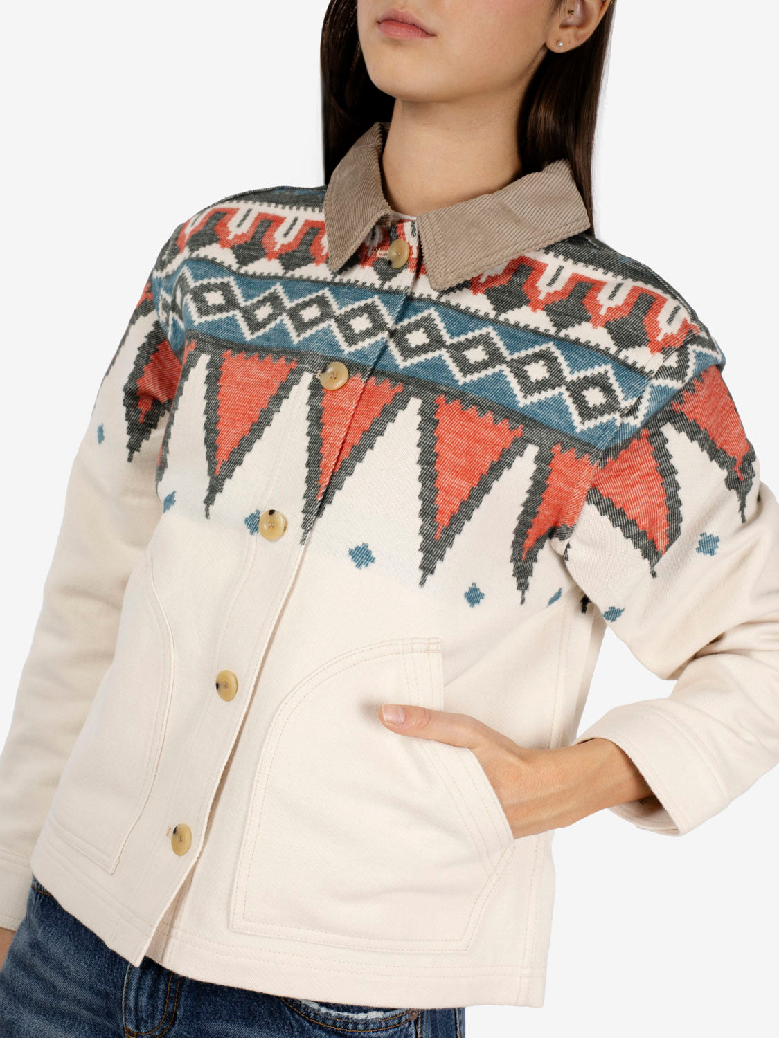 W’s Colchuck Short Jacket sand / teal multi