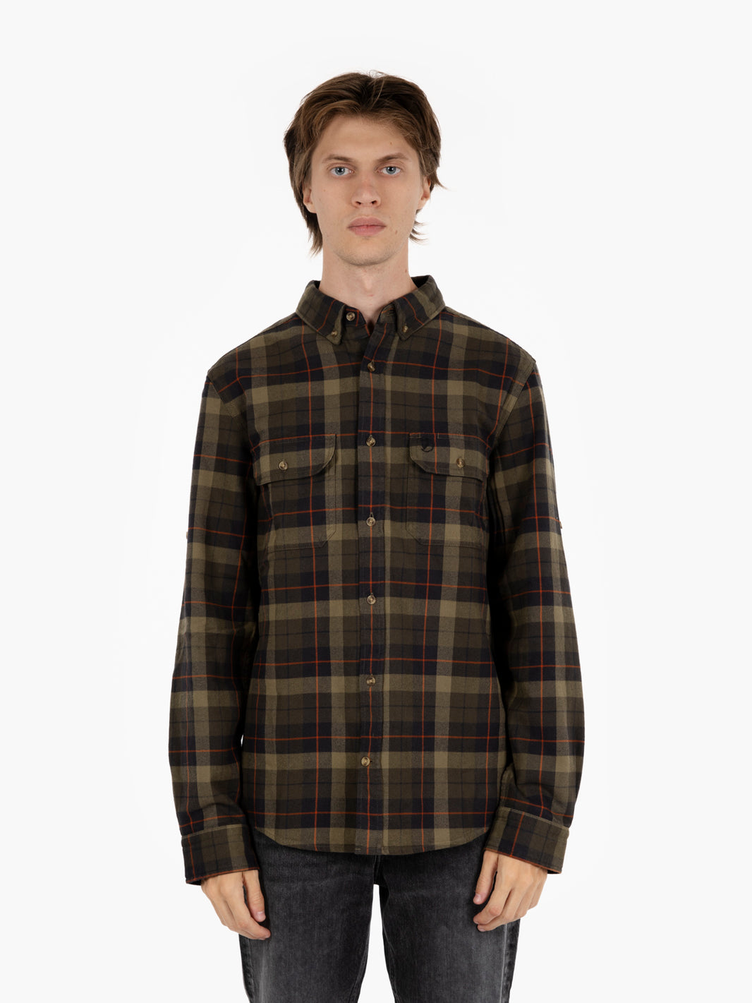 Singi Heavy Flannel Shirt black / deep forest