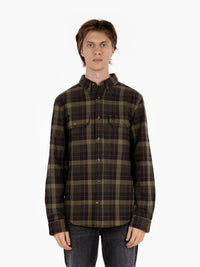 Singi Heavy Flannel Shirt black / deep forest