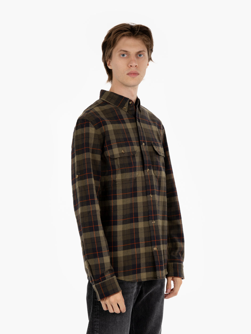 Singi Heavy Flannel Shirt black / deep forest