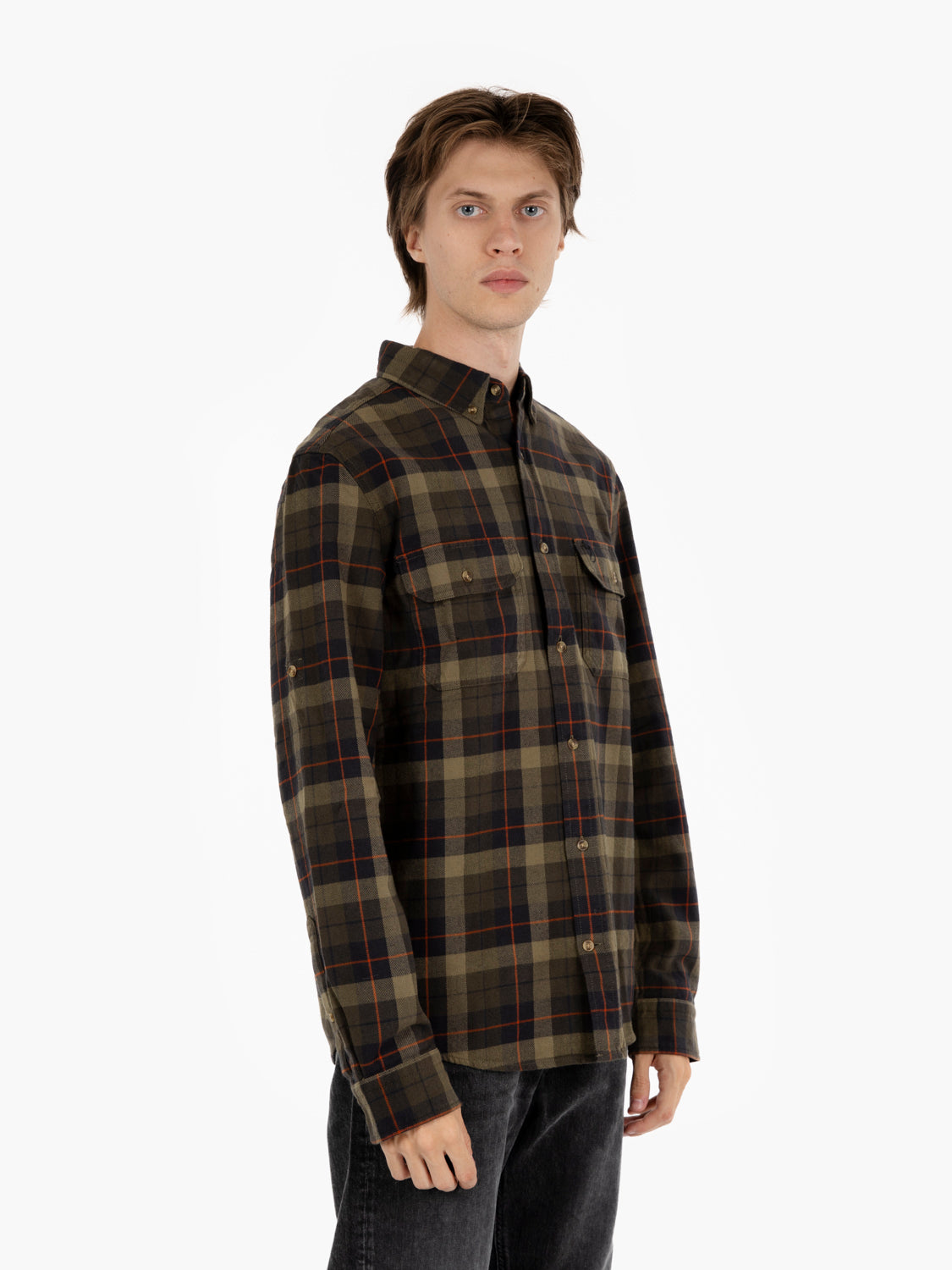 Singi Heavy Flannel Shirt black / deep forest