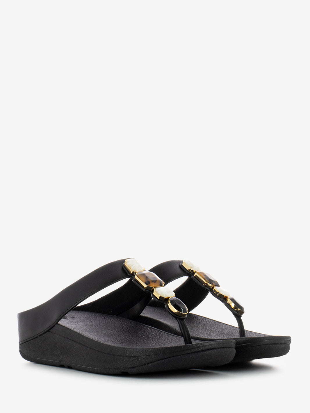 Ciabatte infradito multi-stone all black