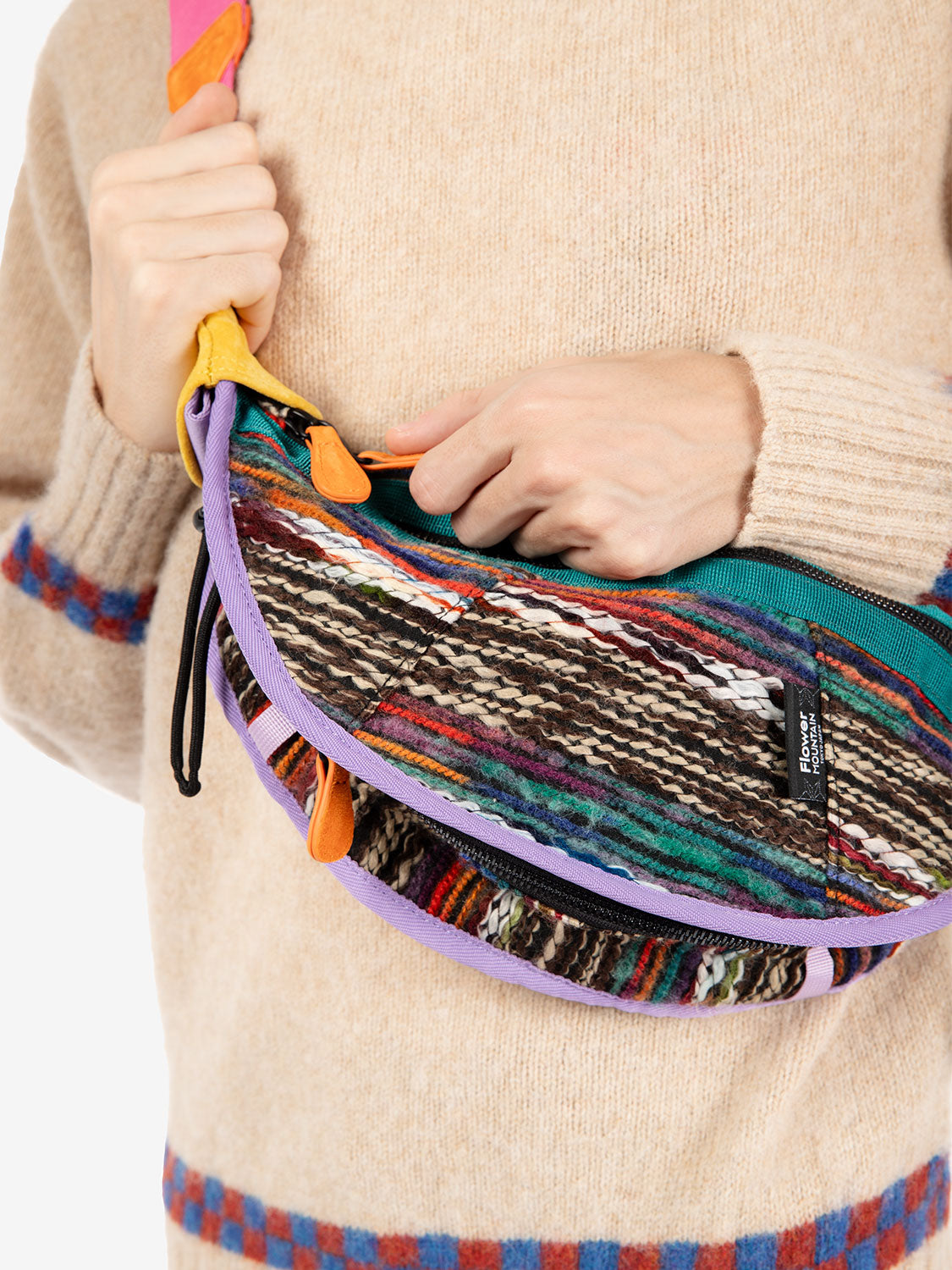 Borsa a spalla teddy verde / multicolor