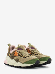 FLOWER MOUNTAIN - Kotetsu W suede pony air teddy kaki / beige / multicolor