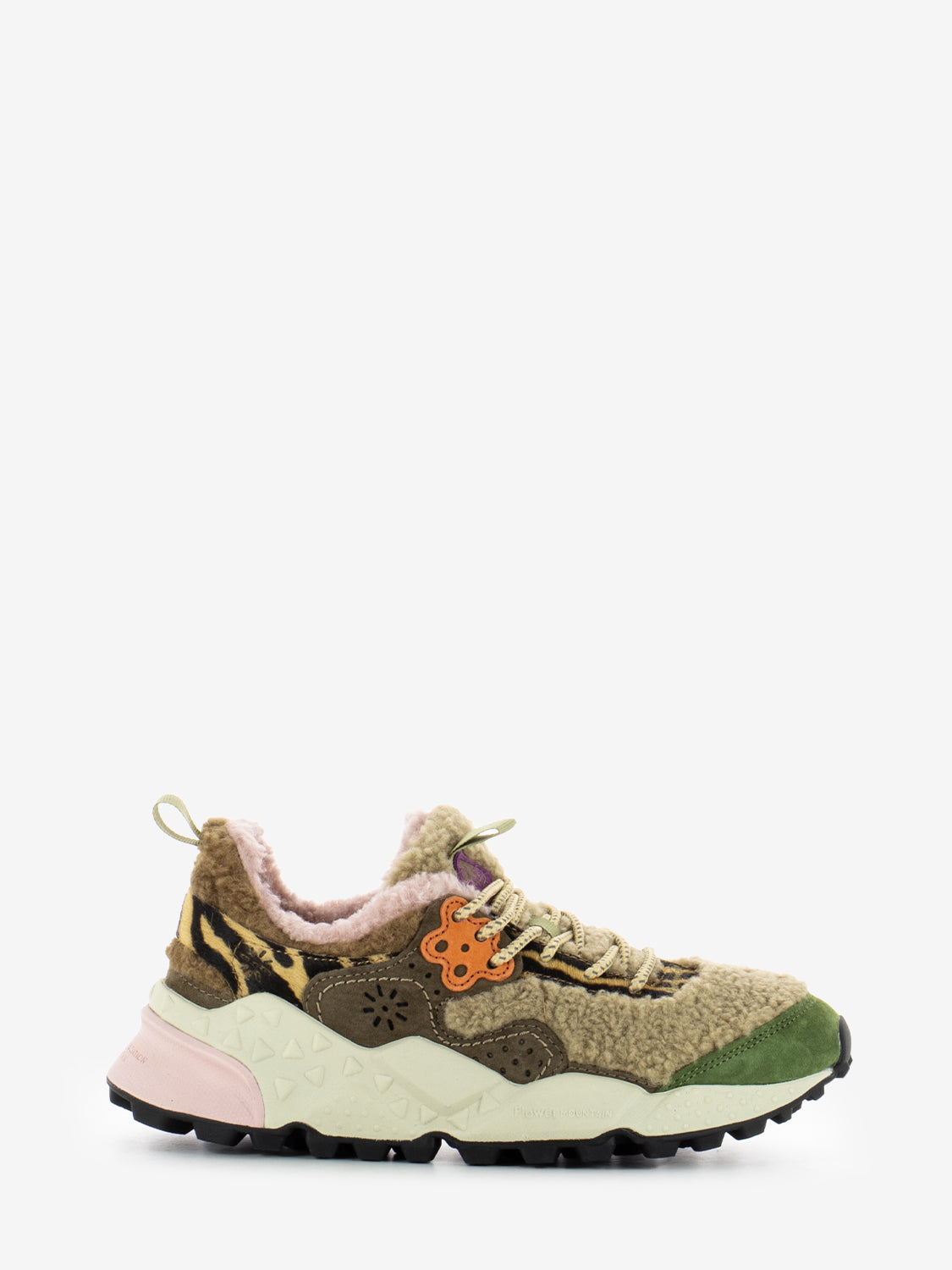 Kotetsu W suede pony air teddy kaki / beige / multicolor