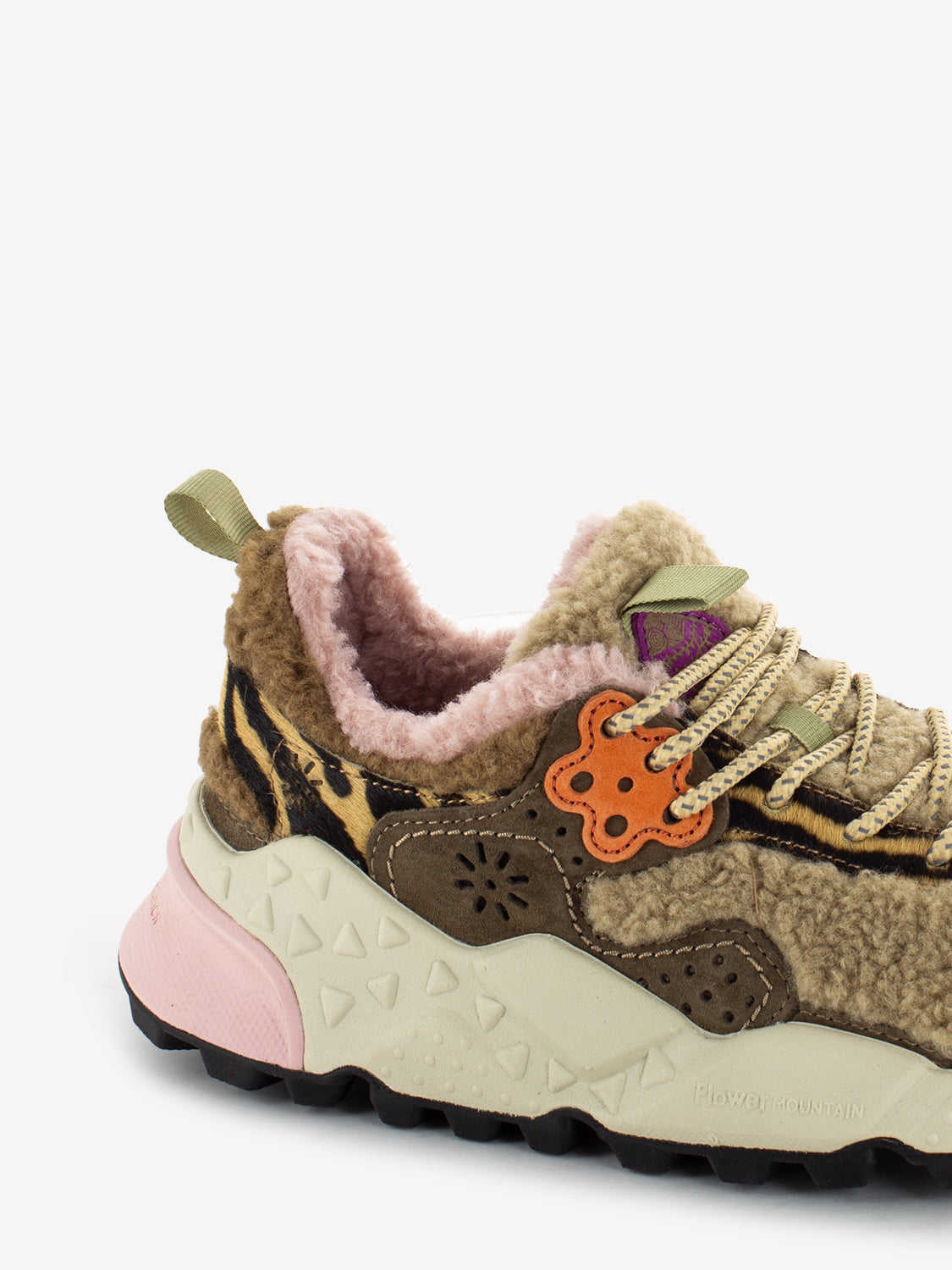 Kotetsu W suede pony air teddy kaki / beige / multicolor