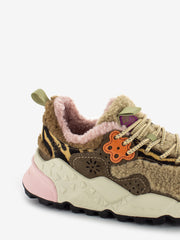 FLOWER MOUNTAIN - Kotetsu W suede pony air teddy kaki / beige / multicolor