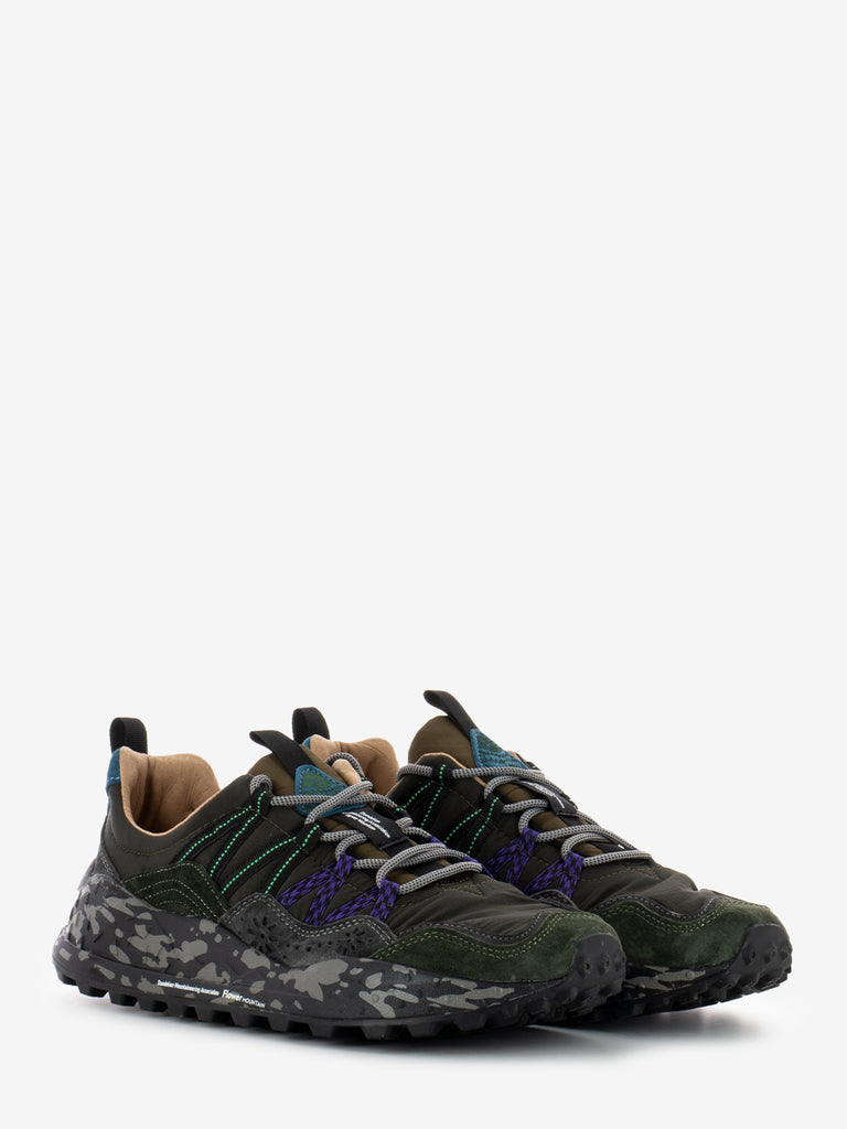 FLOWER MOUNTAIN - Sneakers Washi suede nylon anthracite / dark grey / green