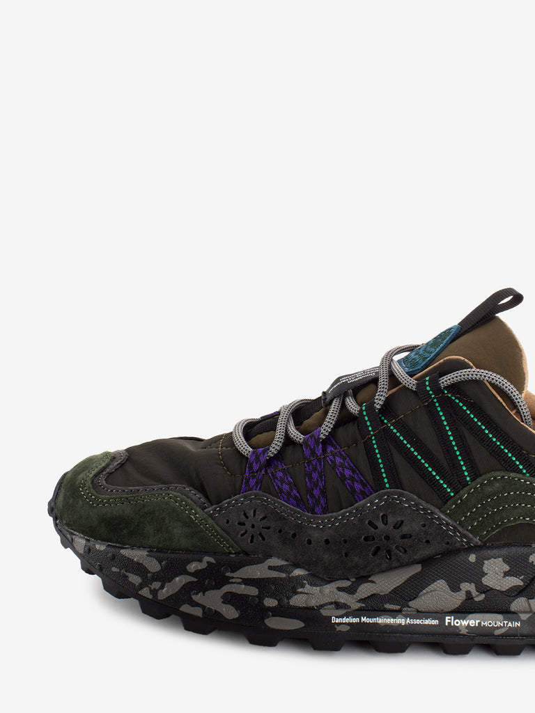 FLOWER MOUNTAIN - Sneakers Washi suede nylon anthracite / dark grey / green