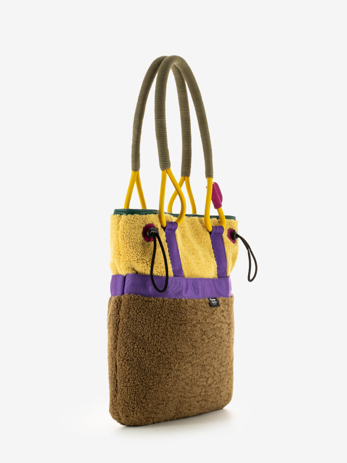 Tote bag teddy suede beige / brown / multicolor