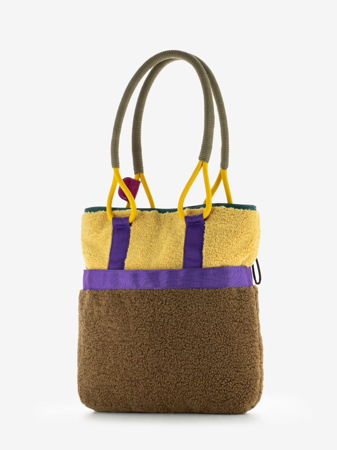 Tote bag teddy suede beige / brown / multicolor
