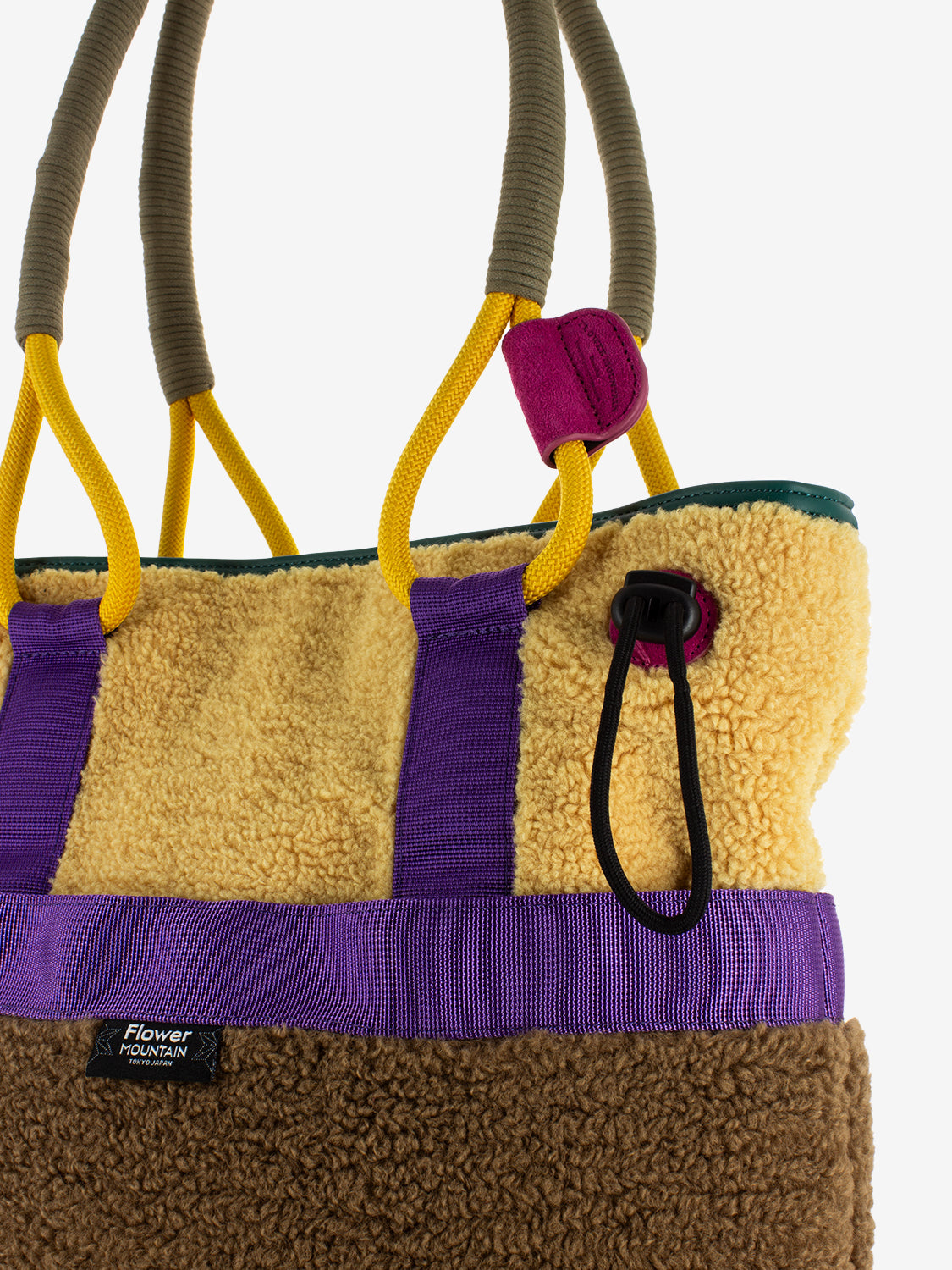 Tote bag teddy suede beige / brown / multicolor
