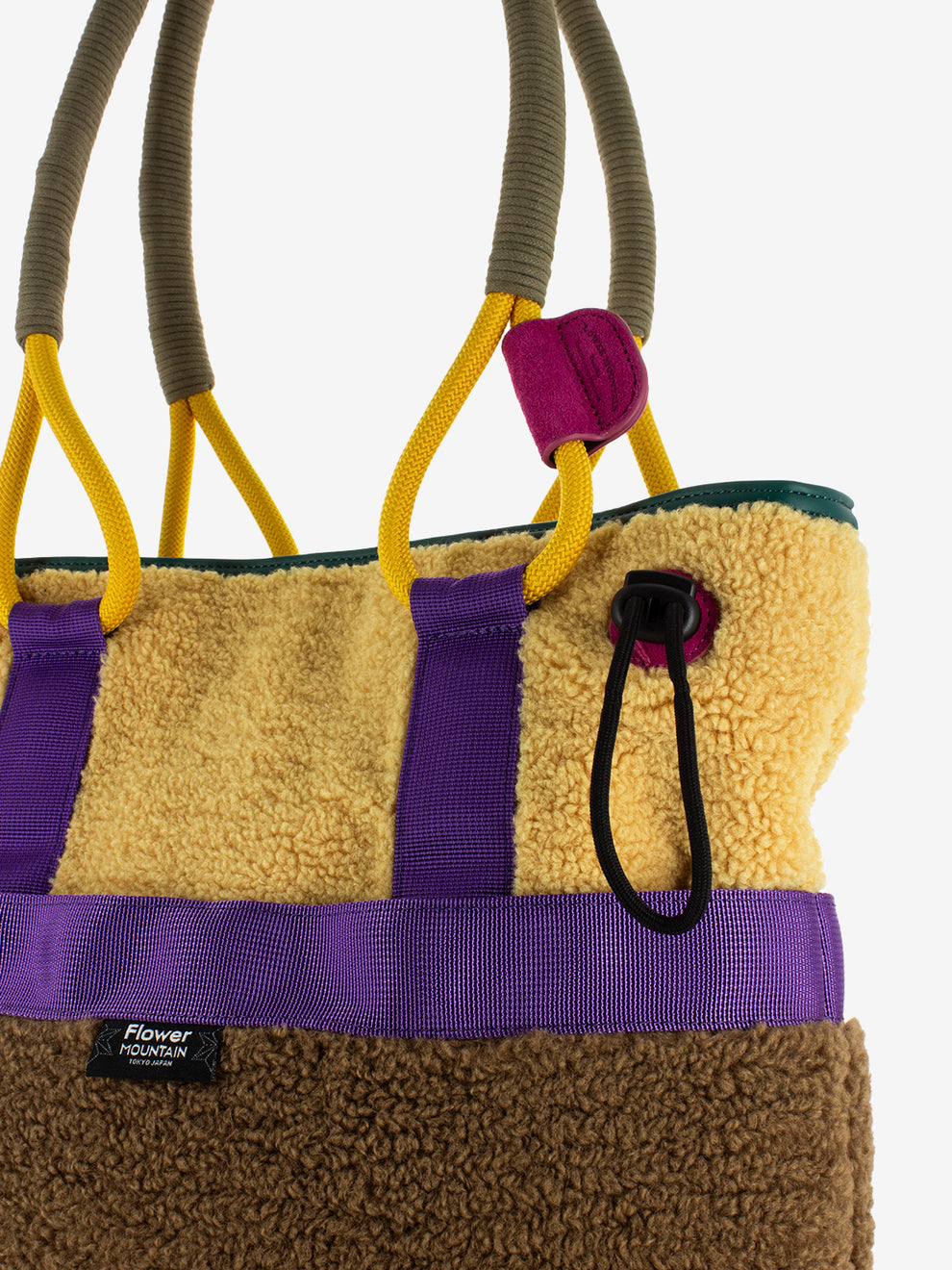 Tote bag teddy suede beige / brown / multicolor