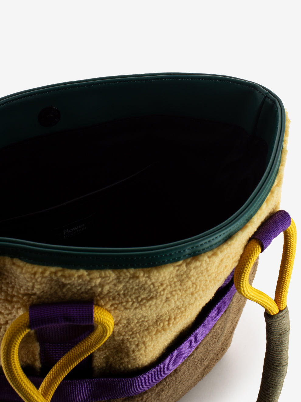 Tote bag teddy suede beige / brown / multicolor