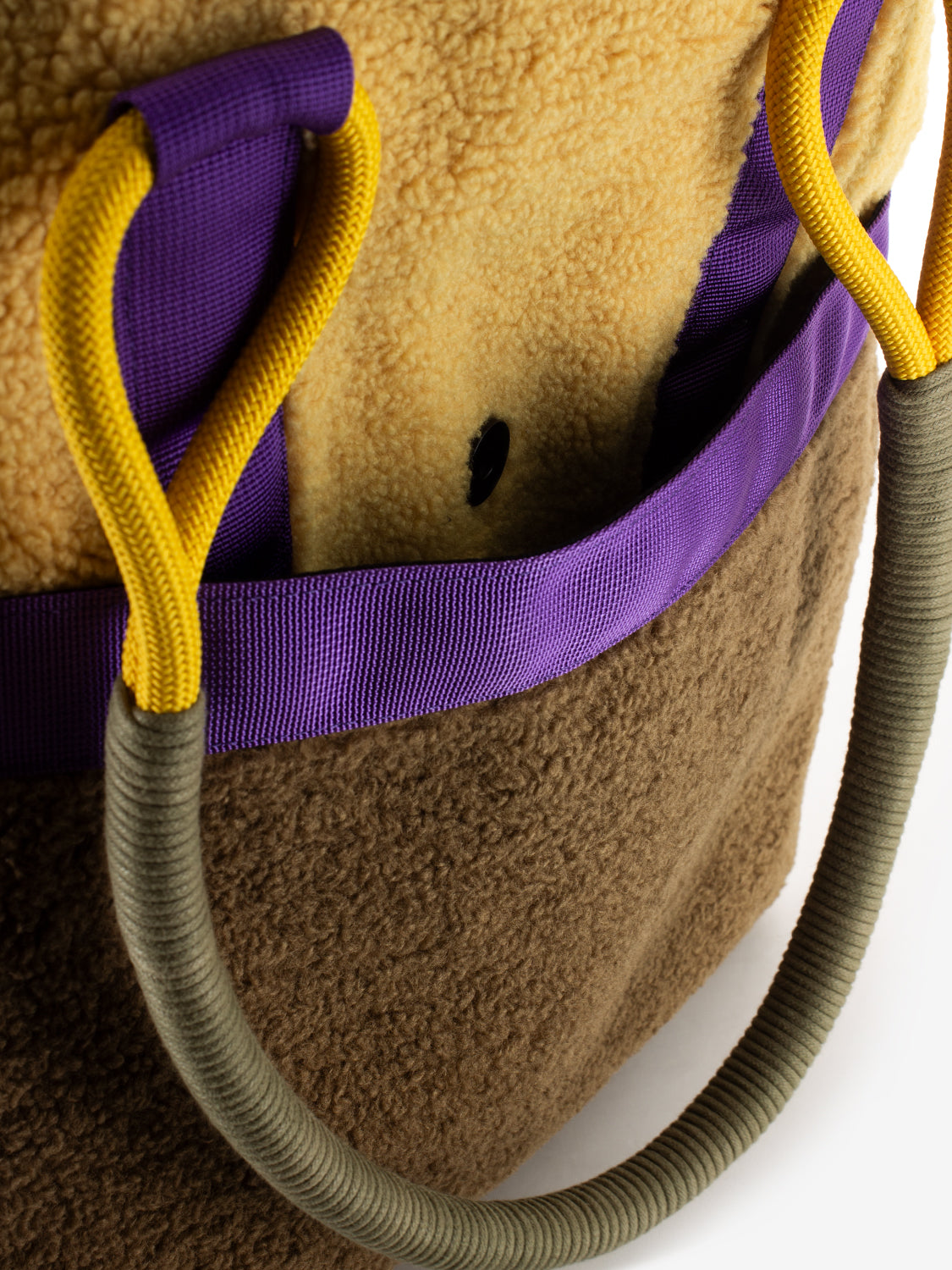 Tote bag teddy suede beige / brown / multicolor