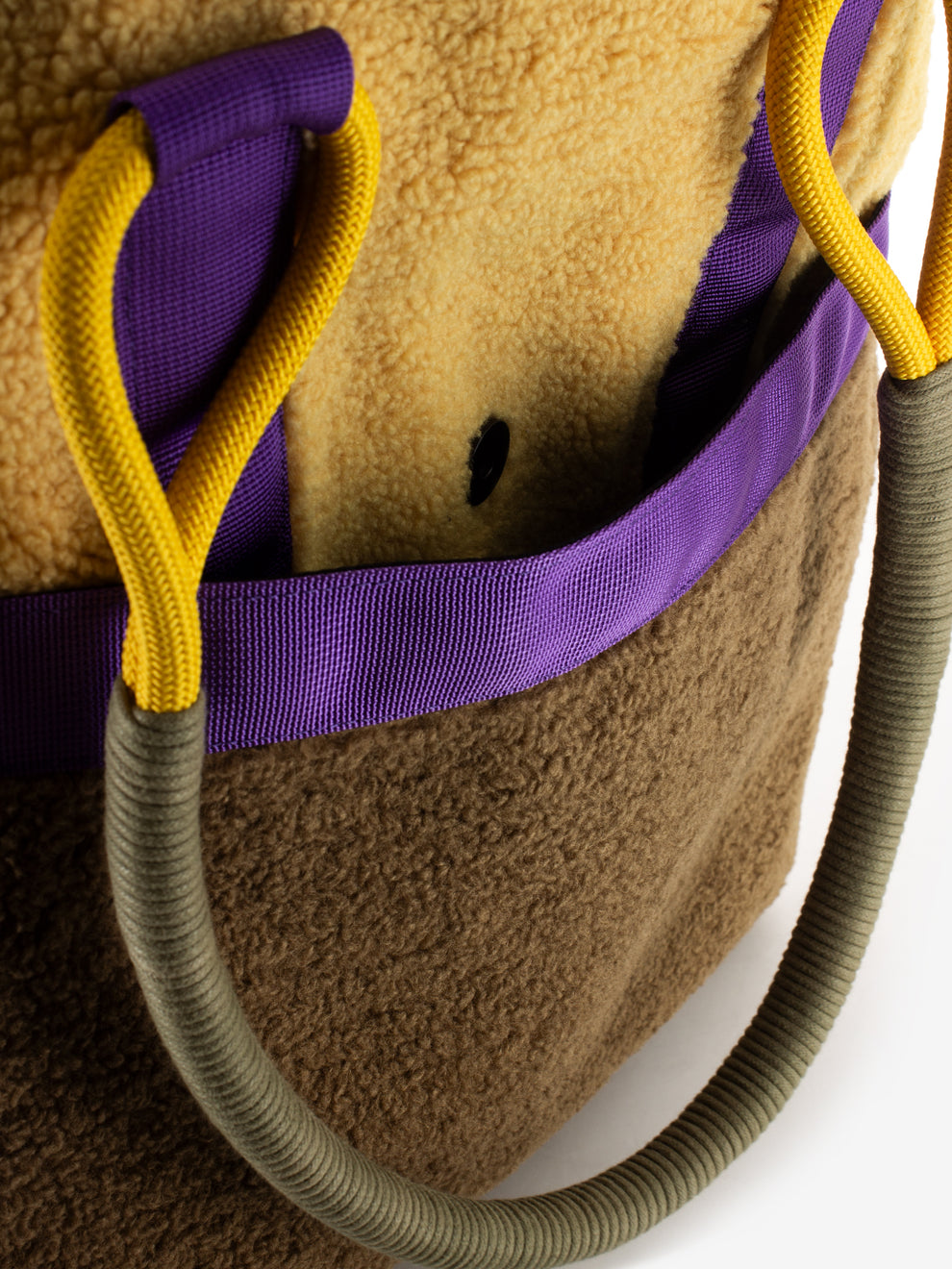 Tote bag teddy suede beige / brown / multicolor