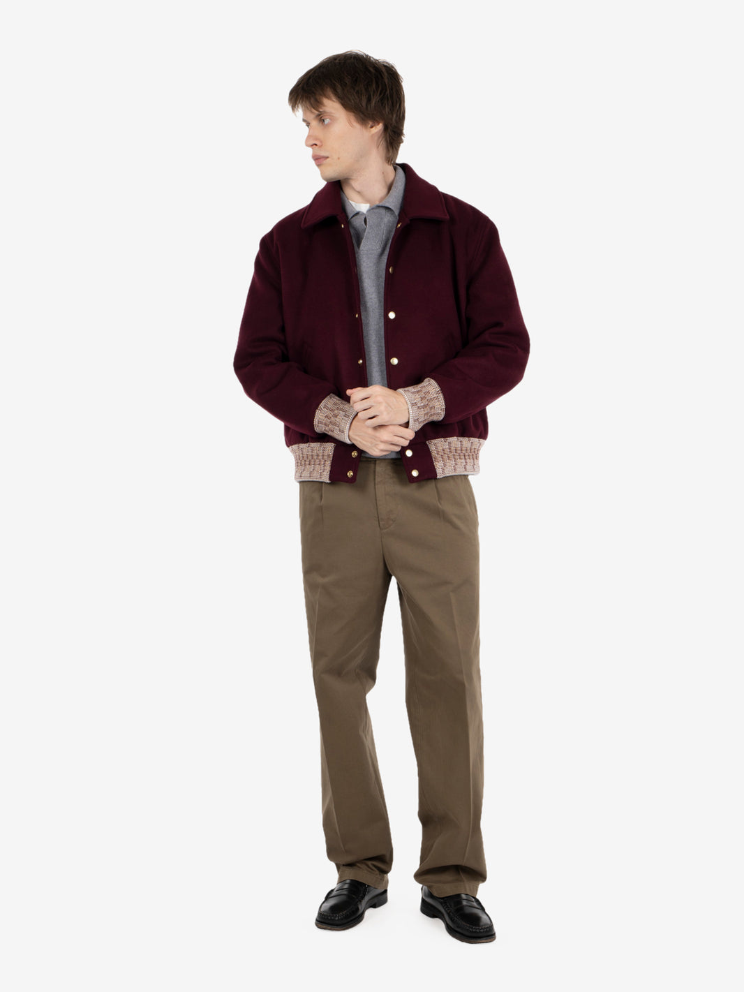 CAMBRIDGE WOOL BOMBER JACKET BURGUNDY CAMBRIDGE-MA182_BURGUNDY