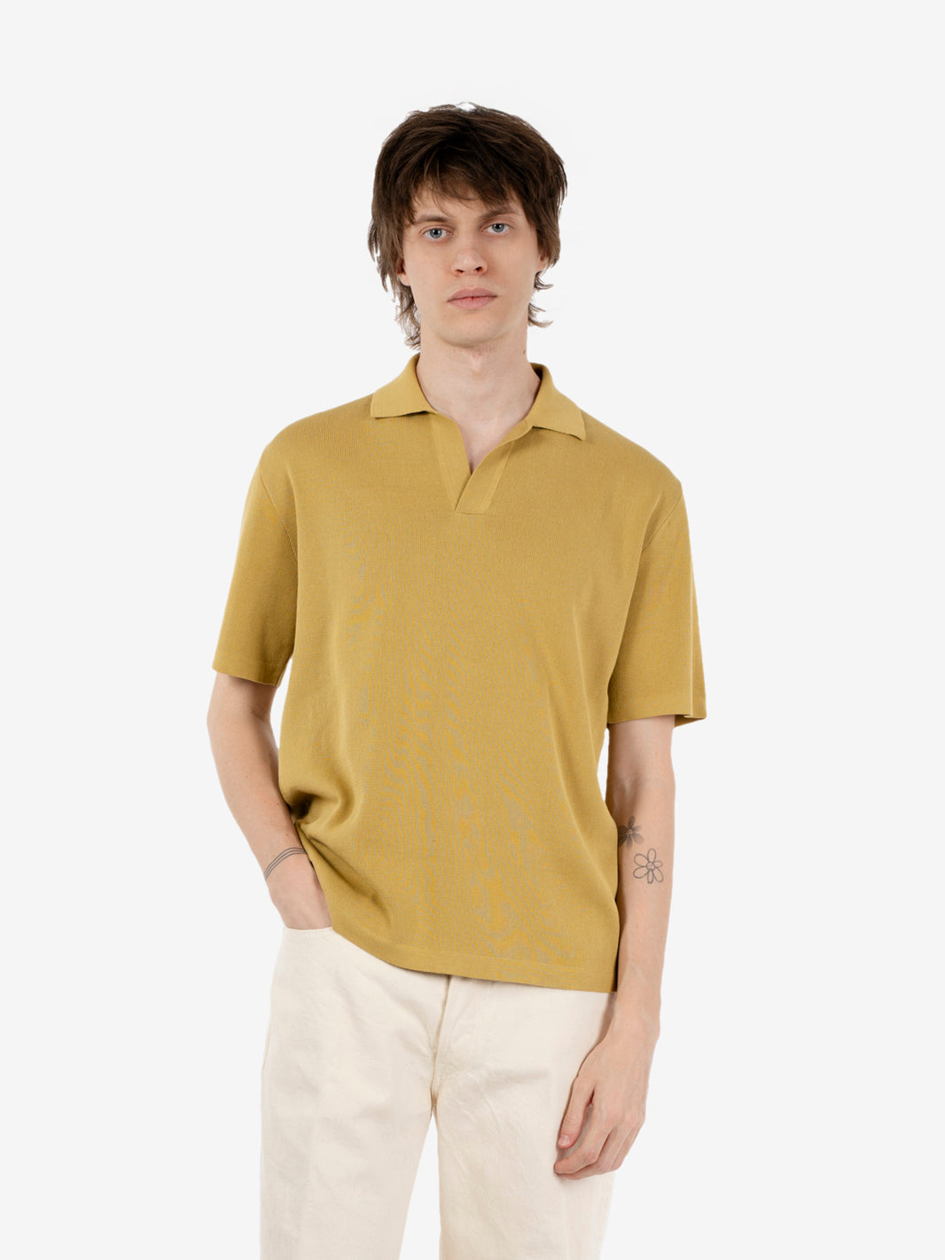 Cotton polo Adrien mustard