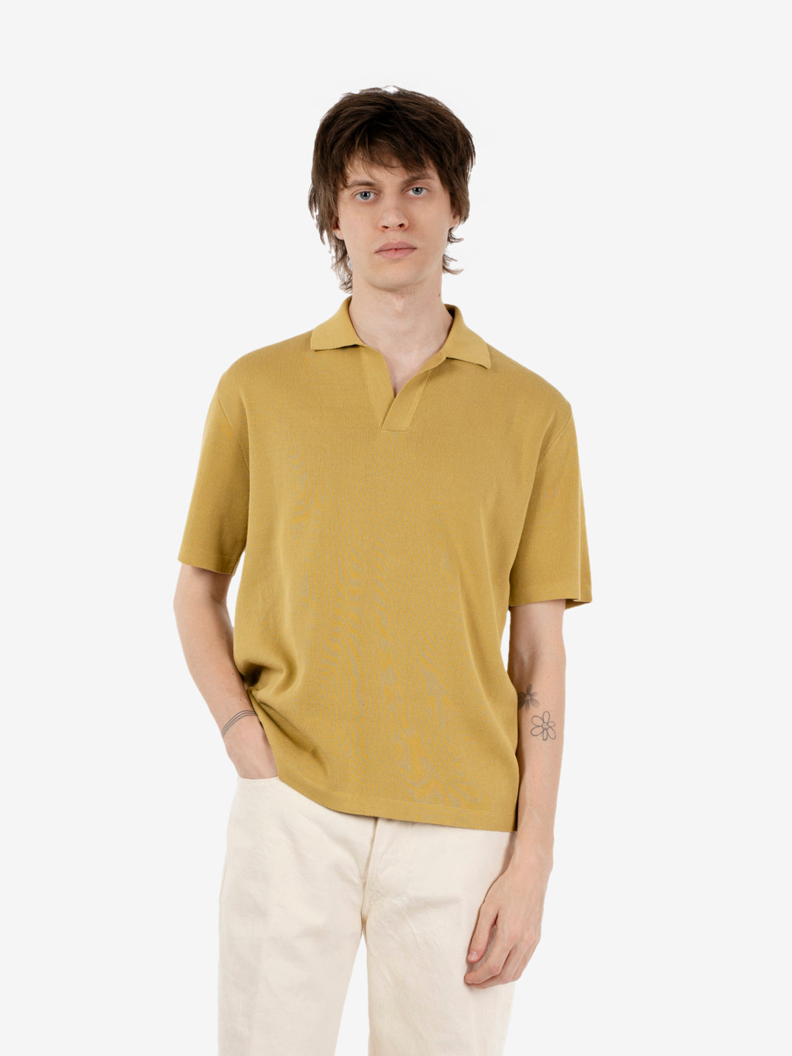 Cotton polo Adrien mustard