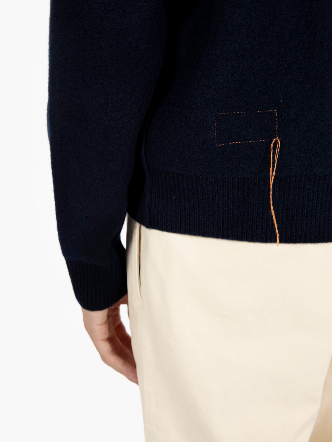 Maglia Yale in lana con colletto navy blu