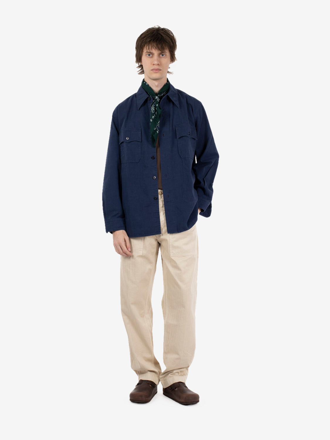 Manteco cotton overshirt blu