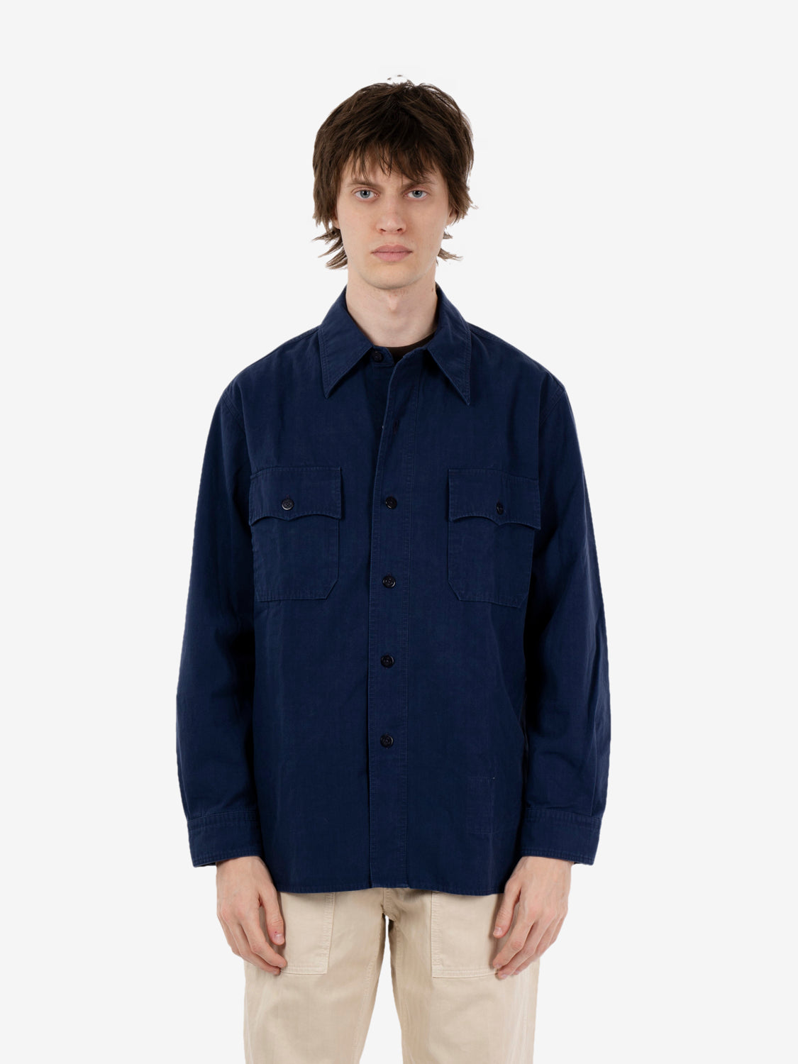 Manteco cotton overshirt blu