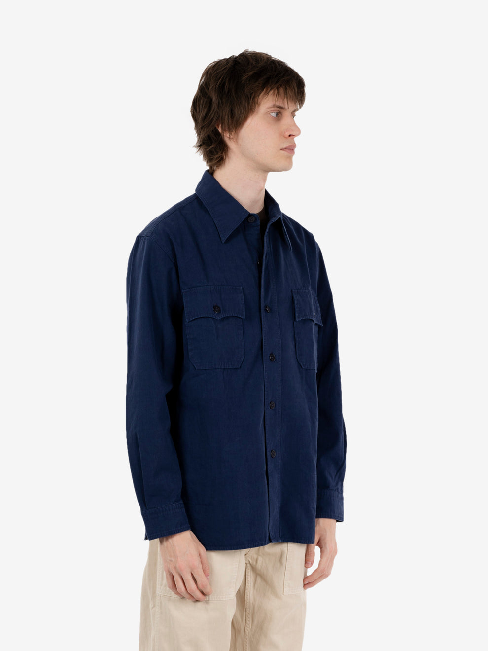Manteco cotton overshirt blu