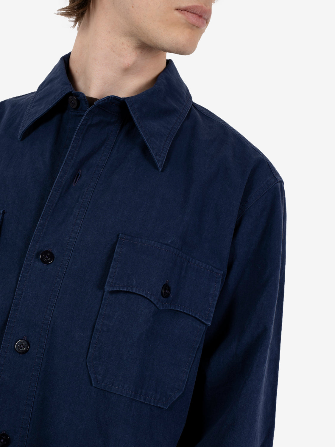 Manteco cotton overshirt blu
