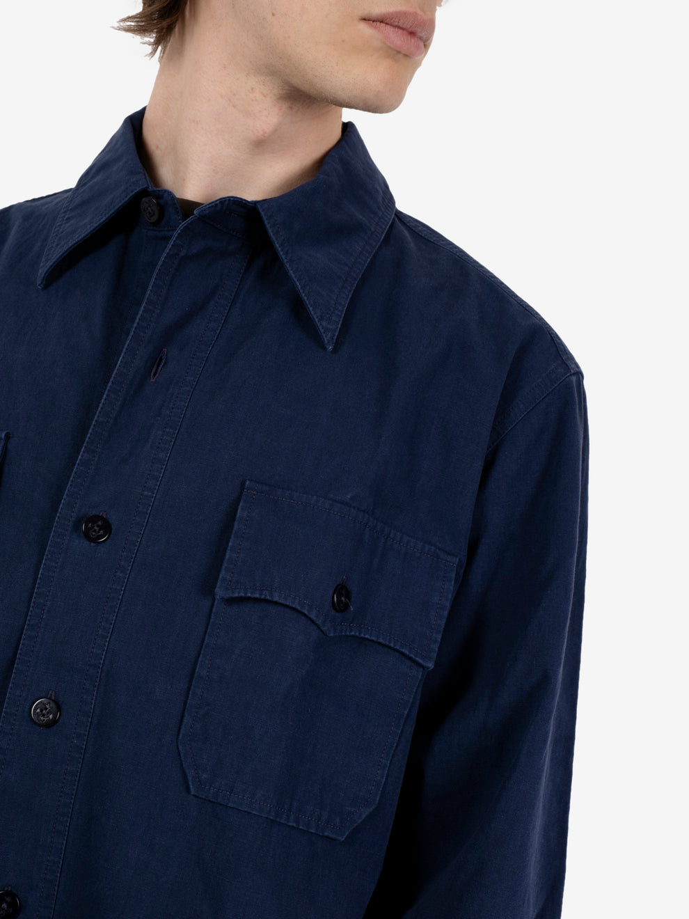 Manteco cotton overshirt blu