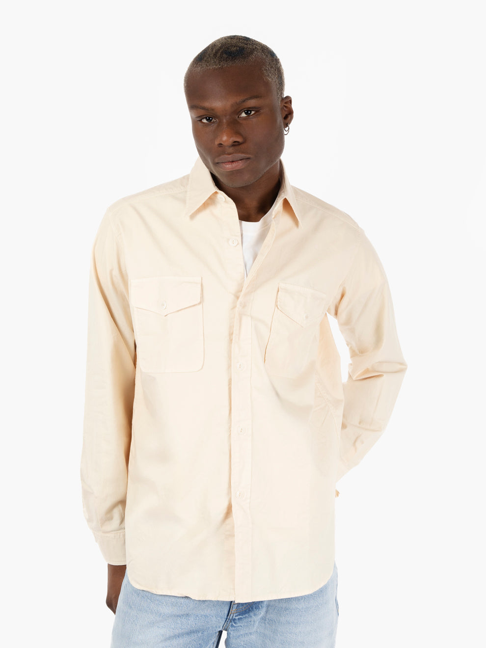 Overshirt with front pockets milk