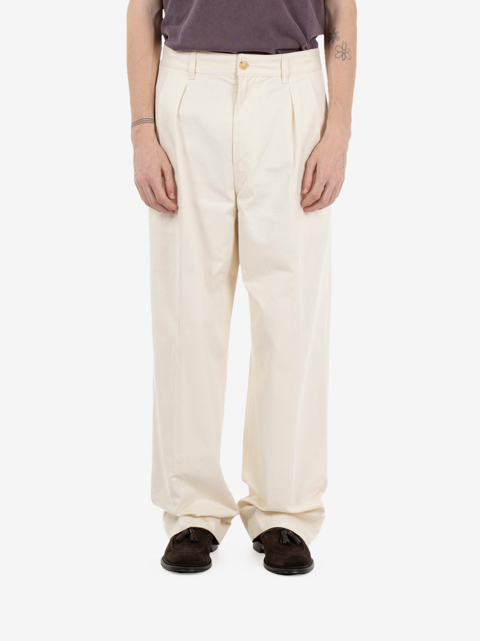Pleated trousers off white