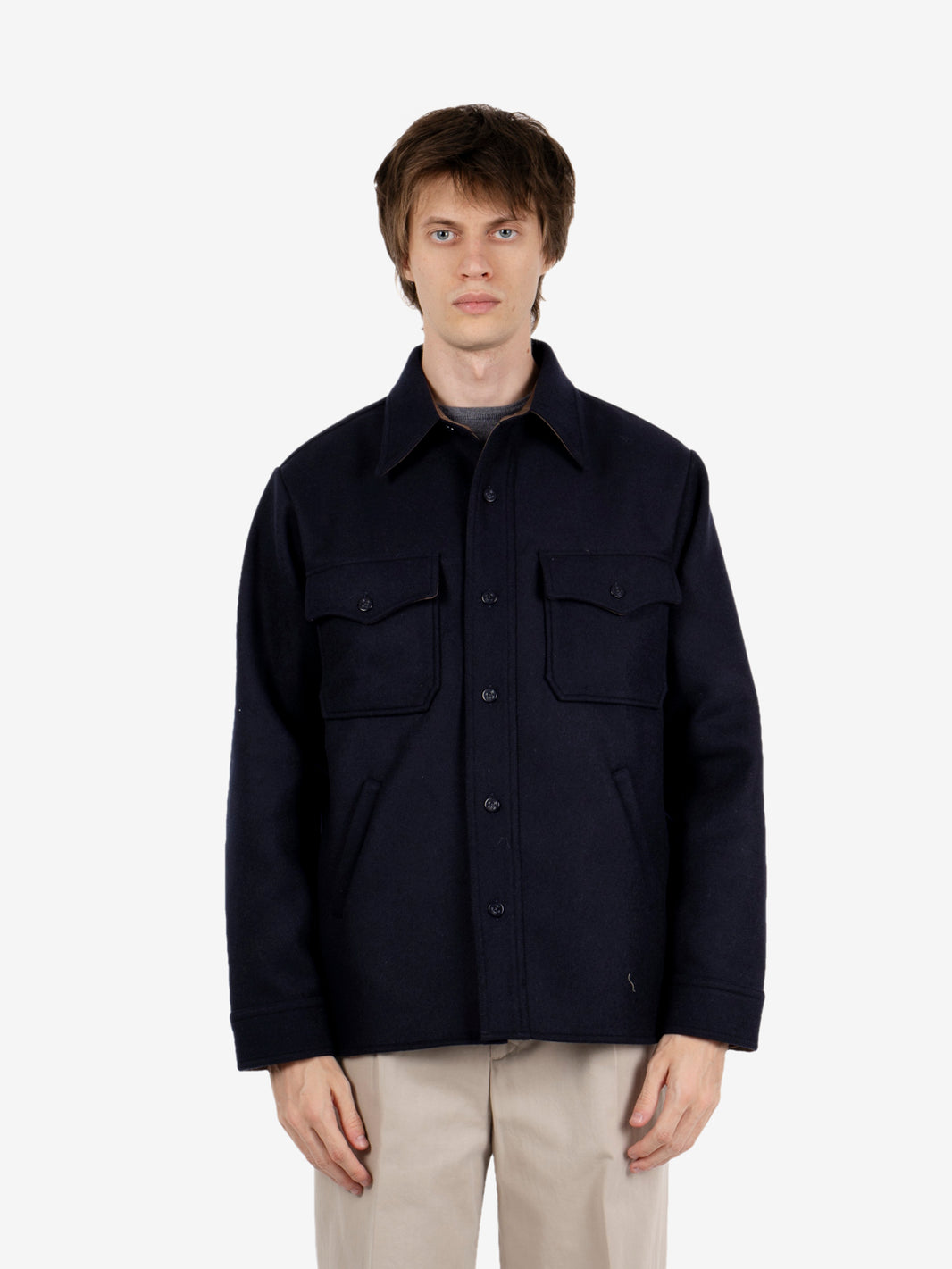 RINGO WOOL OVERSHIRT BLUE RINGO-MA182_BLUE
